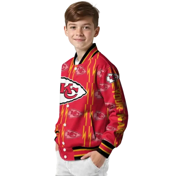 custom kansas city chiefs bolt stripe red varsity jacket trendy
