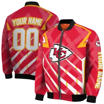 custom kansas city chiefs chevron angles red bomber jacket fashion forward