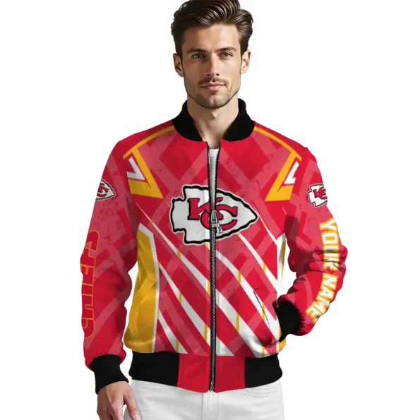 custom kansas city chiefs chevron angles red bomber jacket high quality
