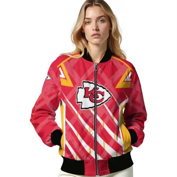 custom kansas city chiefs chevron angles red bomber jacket latest model