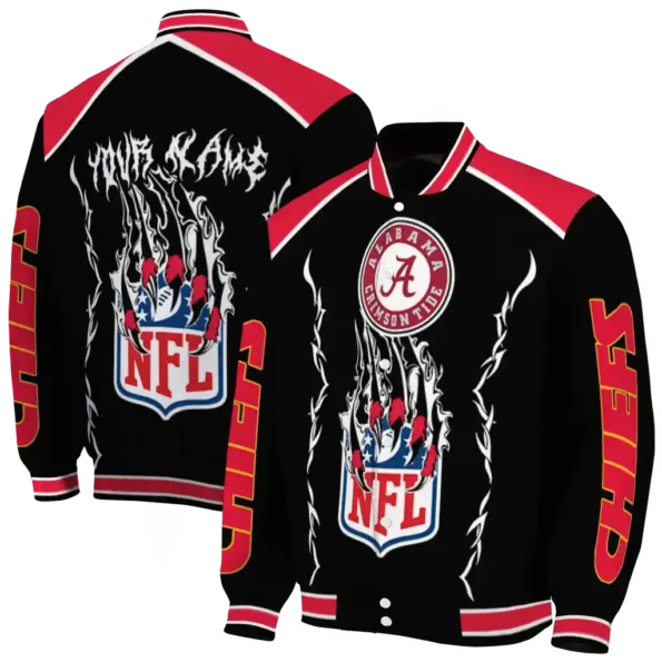 custom kansas city chiefs claw blood red black varsity jacket fashion forward