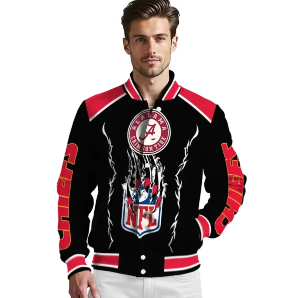 custom kansas city chiefs claw blood red black varsity jacket high quality