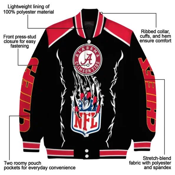 custom kansas city chiefs claw blood red black varsity jacket new arrival