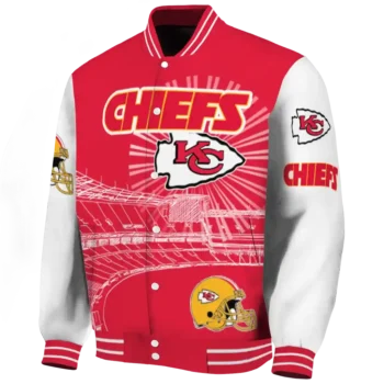custom kansas city chiefs ferris arena red white varsity jacket best selling