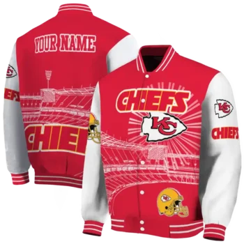 custom kansas city chiefs ferris arena red white varsity jacket fashion forward