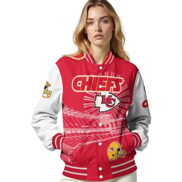custom kansas city chiefs ferris arena red white varsity jacket latest model
