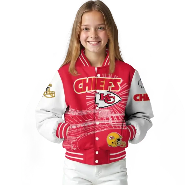 custom kansas city chiefs ferris arena red white varsity jacket top rated