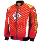 custom kansas city chiefs hexagon grid red bomber jacket best selling