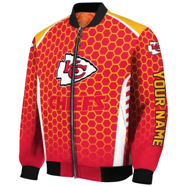 custom kansas city chiefs hexagon grid red bomber jacket best selling