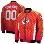 custom kansas city chiefs hexagon grid red bomber jacket best selling
