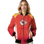 custom kansas city chiefs hexagon grid red bomber jacket best selling