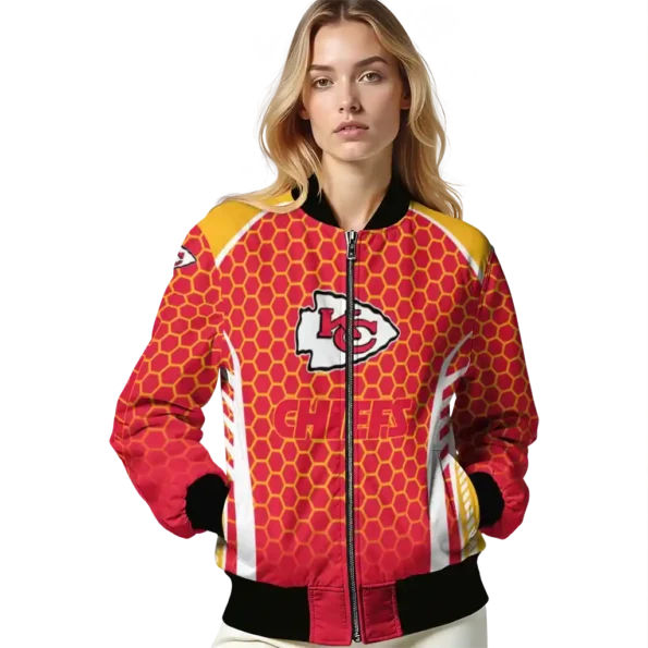 custom kansas city chiefs hexagon grid red bomber jacket latest model