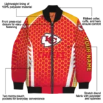 custom kansas city chiefs hexagon grid red bomber jacket best selling