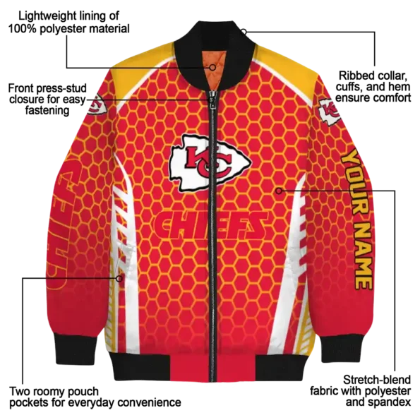 custom kansas city chiefs hexagon grid red bomber jacket new arrival