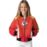 custom kansas city chiefs hexagon grid red bomber jacket best selling