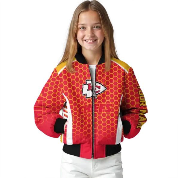 custom kansas city chiefs hexagon grid red bomber jacket top rated