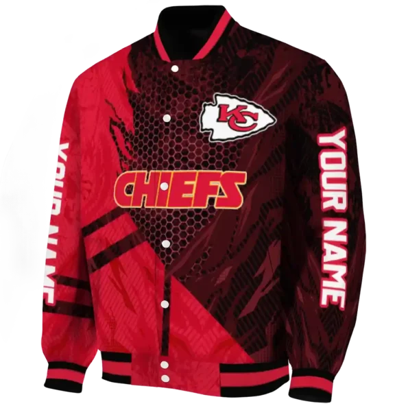 custom kansas city chiefs hexagon mesh red black varsity jacket best selling