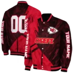 custom kansas city chiefs hexagon mesh red black varsity jacket best selling