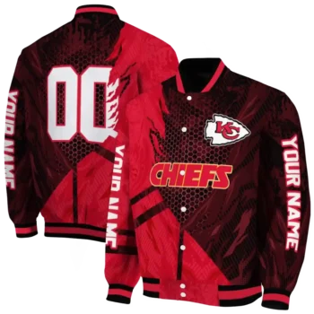 custom kansas city chiefs hexagon mesh red black varsity jacket fashion forward