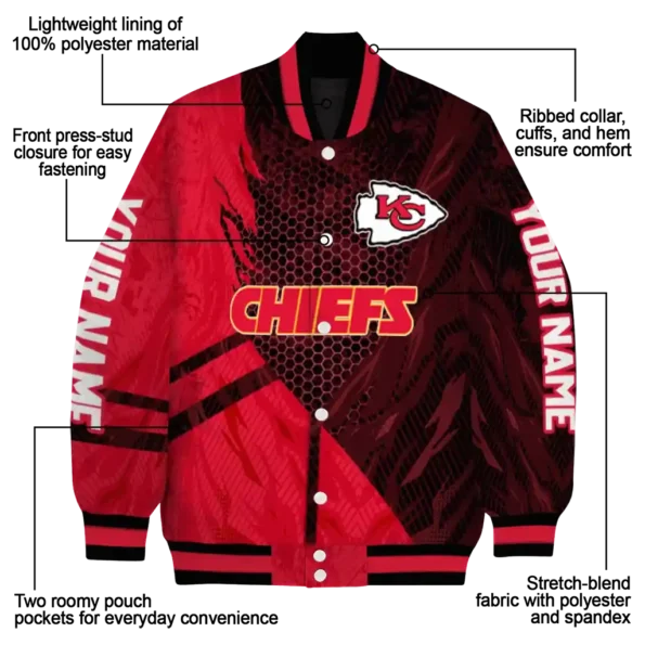 custom kansas city chiefs hexagon mesh red black varsity jacket new arrival