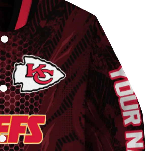 custom kansas city chiefs hexagon mesh red black varsity jacket premium grade