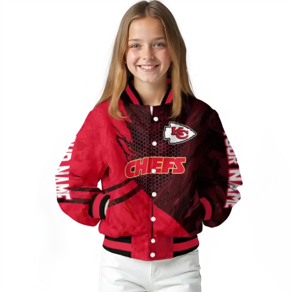 custom kansas city chiefs hexagon mesh red black varsity jacket top rated