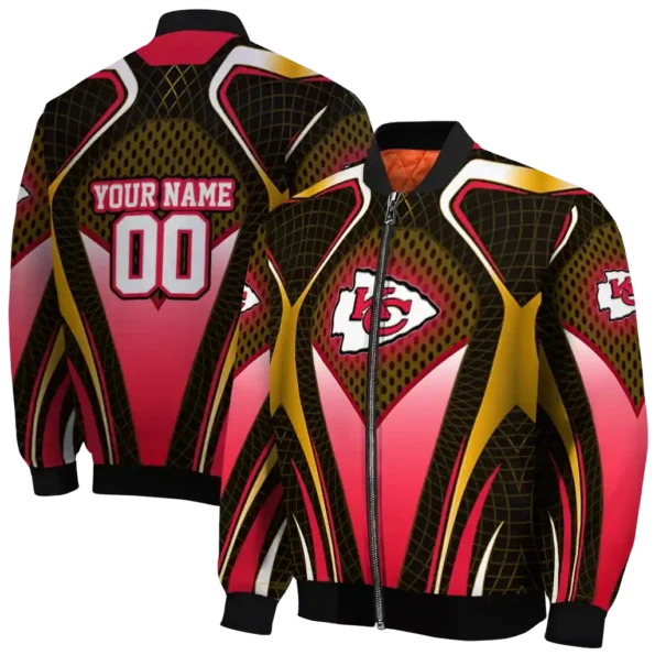 custom kansas city chiefs mesh chest gold crocs black bomber jacket fashion forward