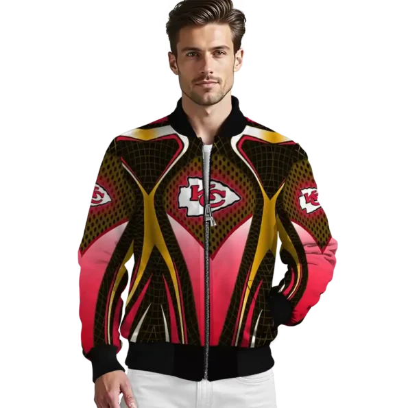 custom kansas city chiefs mesh chest gold crocs black bomber jacket high quality