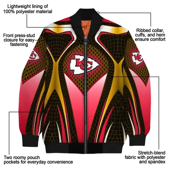 custom kansas city chiefs mesh chest gold crocs black bomber jacket new arrival