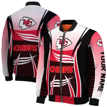 custom kansas city chiefs mesh effect red black bomber jacket fashion forward