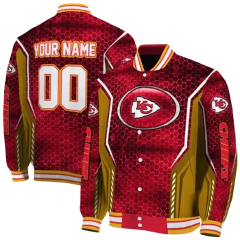 custom kansas city chiefs power plate red varsity jacket fashion forward