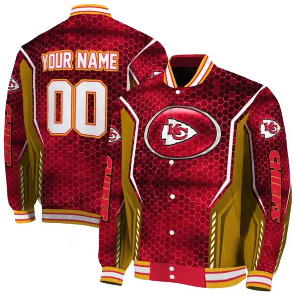 custom kansas city chiefs power plate red varsity jacket fashion forward
