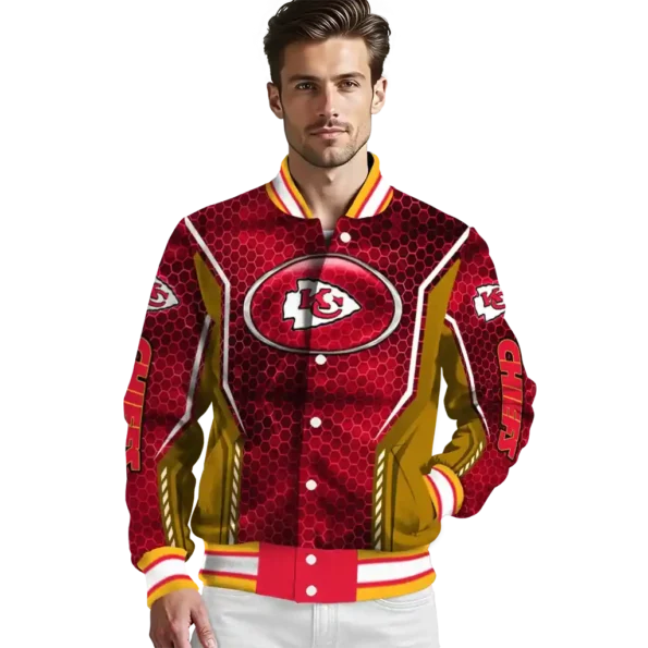 custom kansas city chiefs power plate red varsity jacket high quality