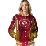 custom kansas city chiefs power plate red varsity jacket best selling