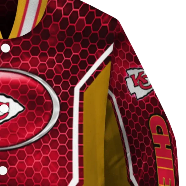 custom kansas city chiefs power plate red varsity jacket premium grade