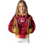 custom kansas city chiefs power plate red varsity jacket best selling