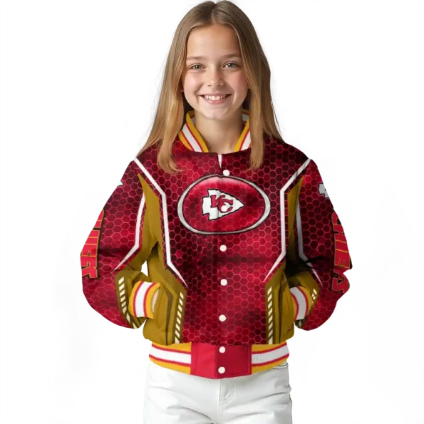 custom kansas city chiefs power plate red varsity jacket top rated