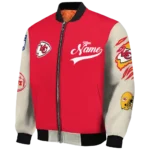 custom kansas city chiefs razorback outline red nude bomber jacket best selling