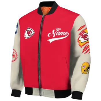 custom kansas city chiefs razorback outline red nude bomber jacket best selling