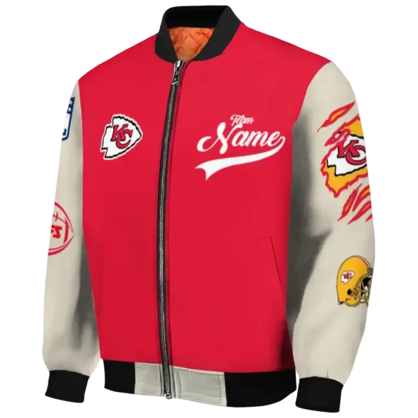 custom kansas city chiefs razorback outline red nude bomber jacket best selling