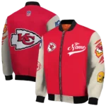 custom kansas city chiefs razorback outline red nude bomber jacket best selling