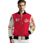 custom kansas city chiefs razorback outline red nude bomber jacket best selling