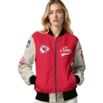 custom kansas city chiefs razorback outline red nude bomber jacket best selling