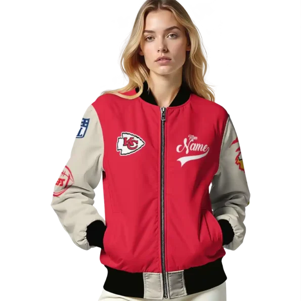 custom kansas city chiefs razorback outline red nude bomber jacket latest model