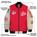 custom kansas city chiefs razorback outline red nude bomber jacket best selling