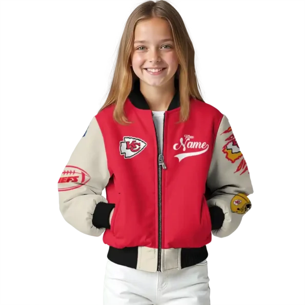 custom kansas city chiefs razorback outline red nude bomber jacket top rated