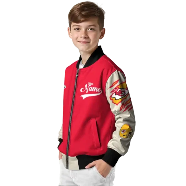 custom kansas city chiefs razorback outline red nude bomber jacket trendy