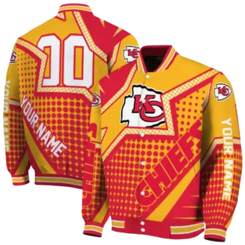 custom kansas city chiefs star burst red varsity jacket fashion forward