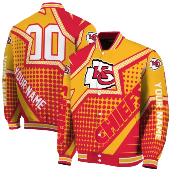 custom kansas city chiefs star burst red varsity jacket fashion forward
