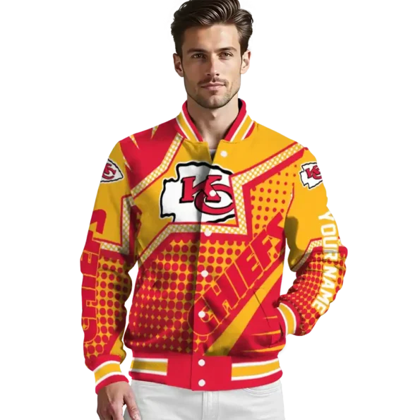 custom kansas city chiefs star burst red varsity jacket high quality